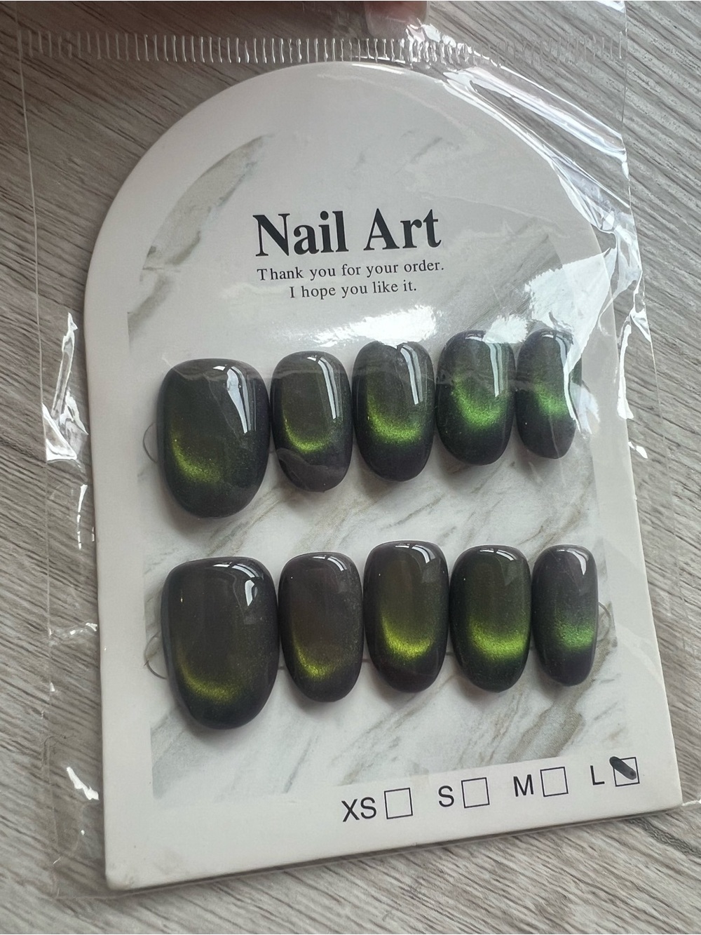 Green Cat Eye Press-On Nail Set